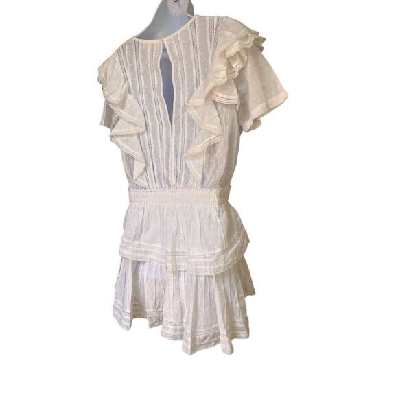 Love Shack Fancy Cotton Natasha Heritage Mini Dress White Ruffle Lace Size L 10 - Picture 16 of 16